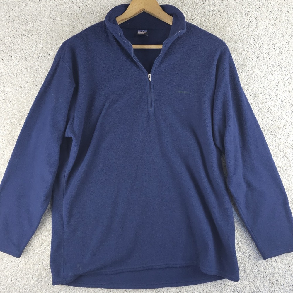 Vintage Patagonia Capilene Navy Fleece 1/4 Zip Sweatshirt Size XL 1991